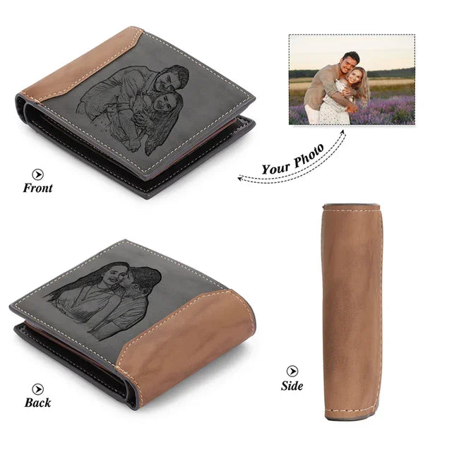 Custom Name Picture Card Holder Wallet Anniversary Birthday Gifts for Men Gift for Husband Father's Day Bifold Wallet-7