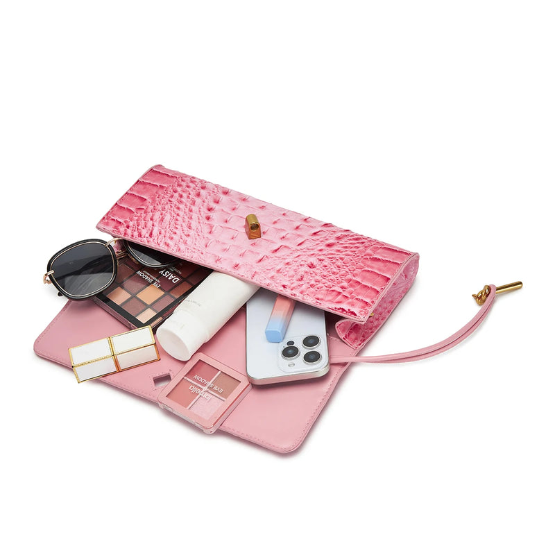 Crocodile Embossed Rectangular Clutch Handbag with Top Handle & Detachable Crossbody Strap, Twist Lock Flap Shoulder Bag for Outdoor Camping Beach Travel Wedding Occasions, Large Capacity Portable Shoulder Purse Holding Smart-12