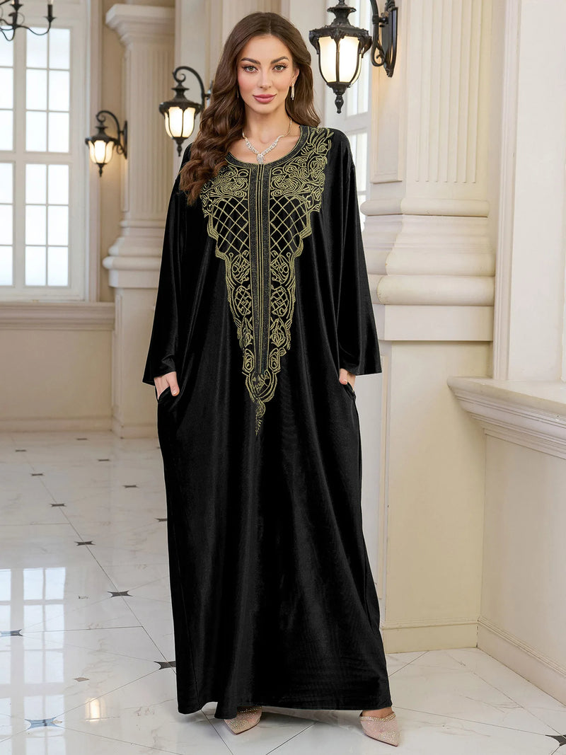 Embroidered Abaya Kaftans for Women Modern Elegant Dubai Moroccan Dubai Kaftan Dresses Abaya for Women Muslim Dress-37