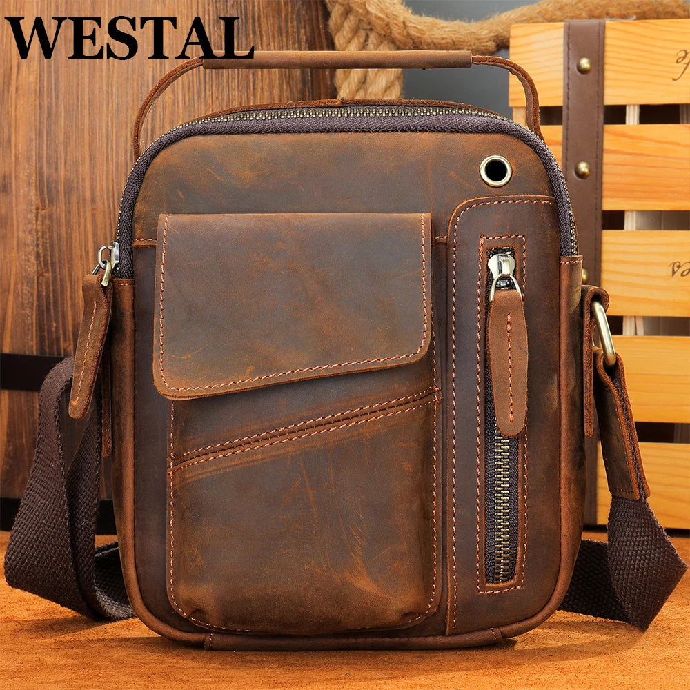 WESTAL Crazy Horse Leather Shoulder Bags for Men Crossbody Bags Purse My Order USB Charging Messenger Bags Leather Handbags Man-1