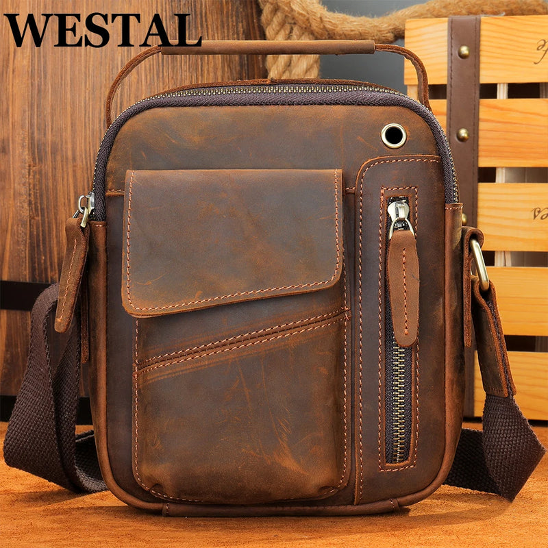 WESTAL Crazy Horse Leather Shoulder Bags for Men Crossbody Bags Purse My Order USB Charging Messenger Bags Leather Handbags Man-1