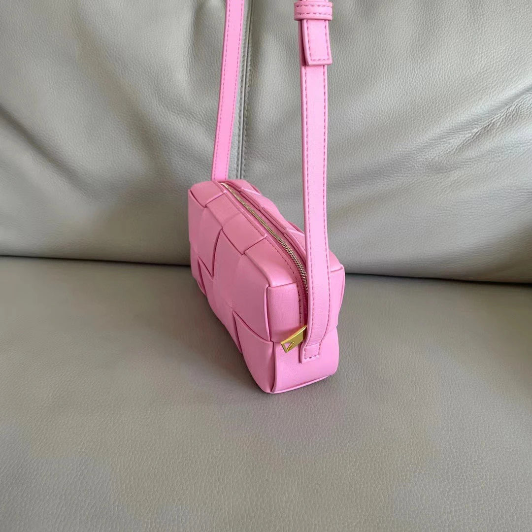 Genuine Leather Woven Crossbody Bag for Women 2026 New Luxury Hand-woven Cowhide Brick Cassette Camera Bag Small Fashion Shoulder Messenger Bag High Quality 13 Colors Optional Ladies Designer Mini Wallet with Zipper-24