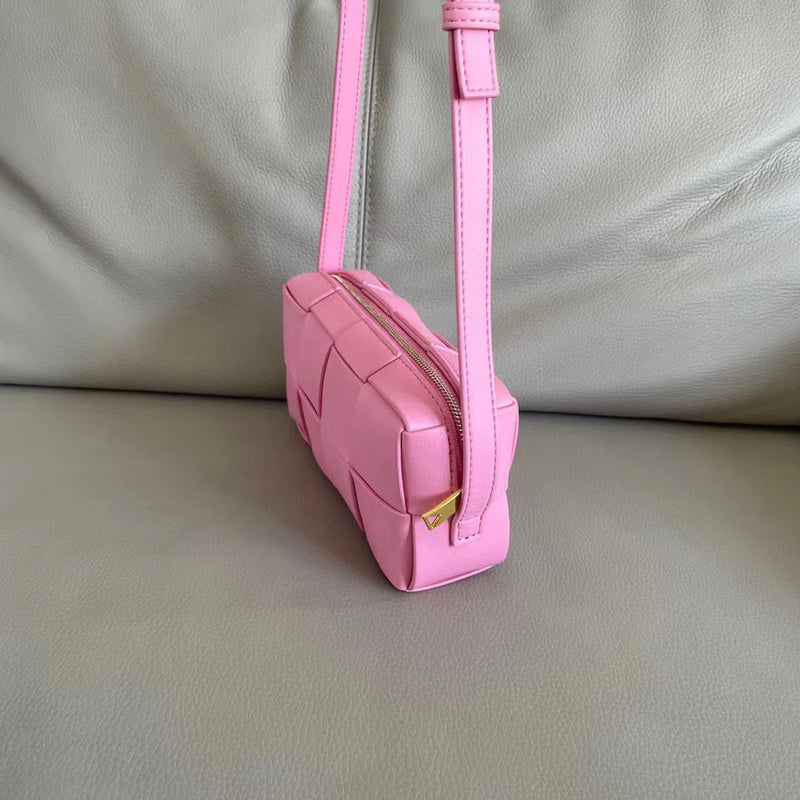 Genuine Leather Woven Crossbody Bag for Women 2026 New Luxury Hand-woven Cowhide Brick Cassette Camera Bag Small Fashion Shoulder Messenger Bag High Quality 13 Colors Optional Ladies Designer Mini Wallet with Zipper-24