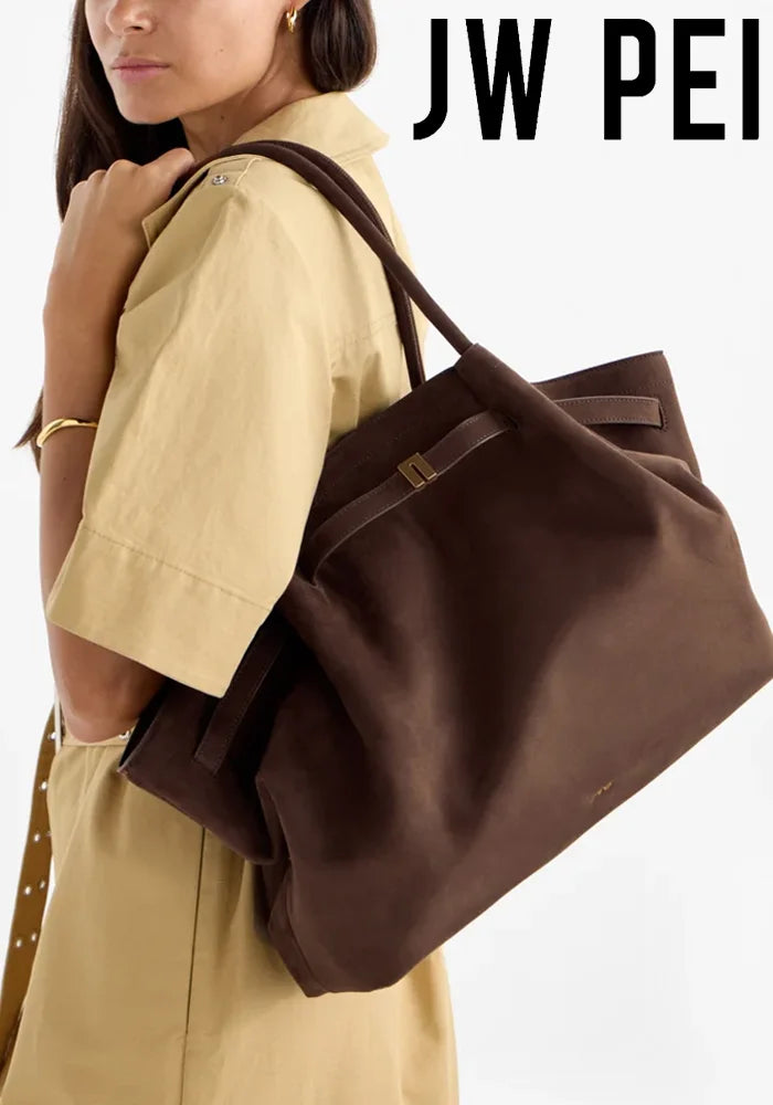 JW PEI Hana Minimalist Pebbled Leather Top-Handle Bag Women Luxury Designer Style Trapeze Tote Bag Elegant Shoulder Crossbody Purse 2026-1