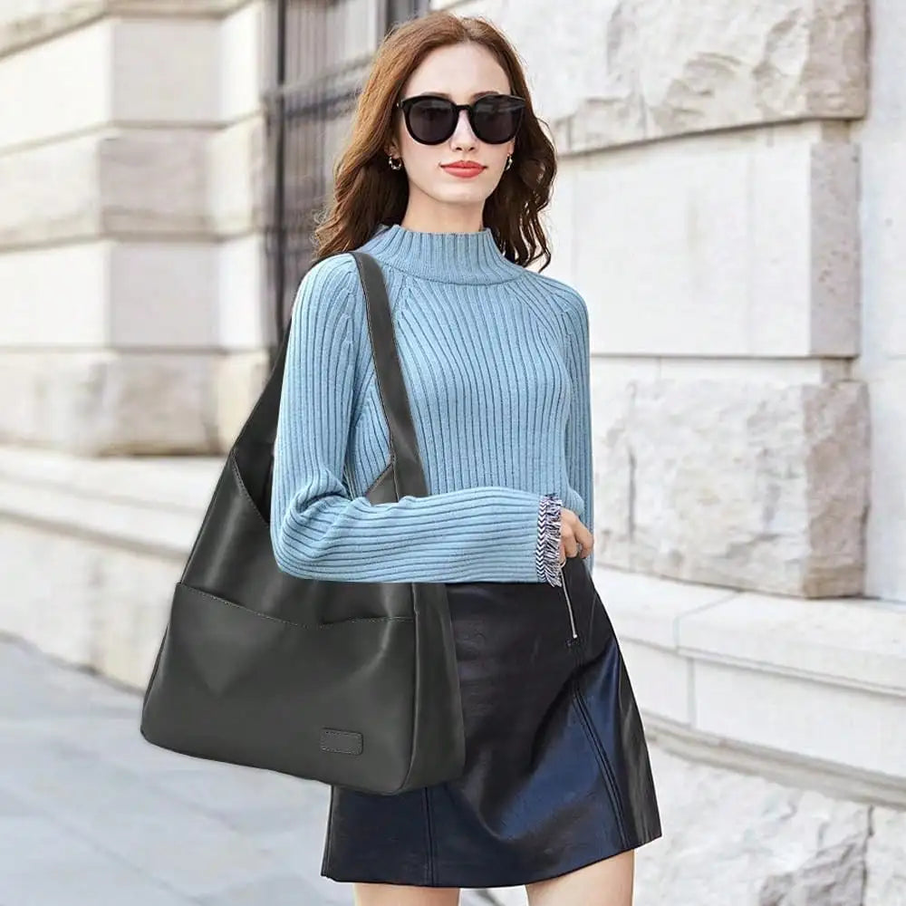Hobo Bags For Women Leather Tote Bag Vegan Leather Shoulder Hand Bag Hobo Purse Tote Bags Large Soft Shoulder Bag-2