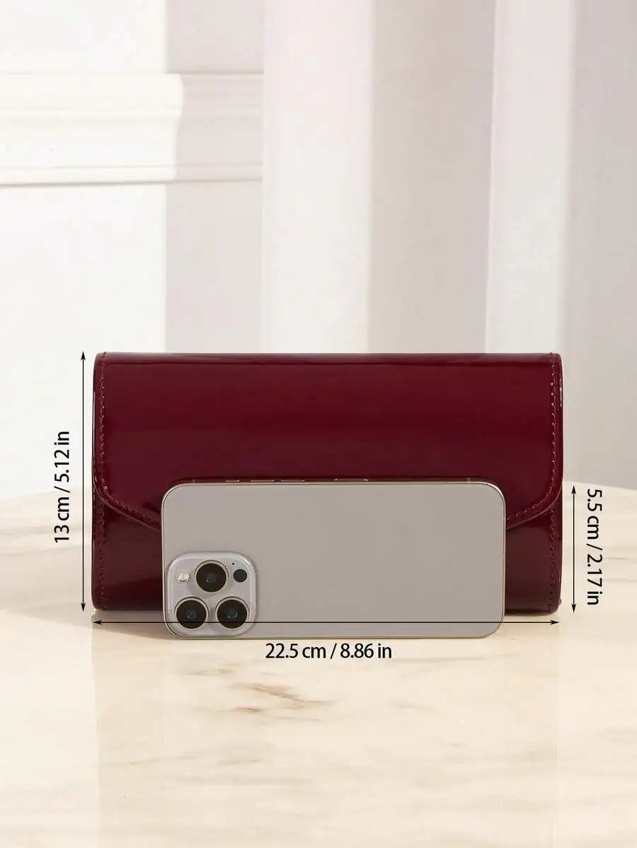 Patent PU Leather Envelope Clutch Bag For Evening Party-1
