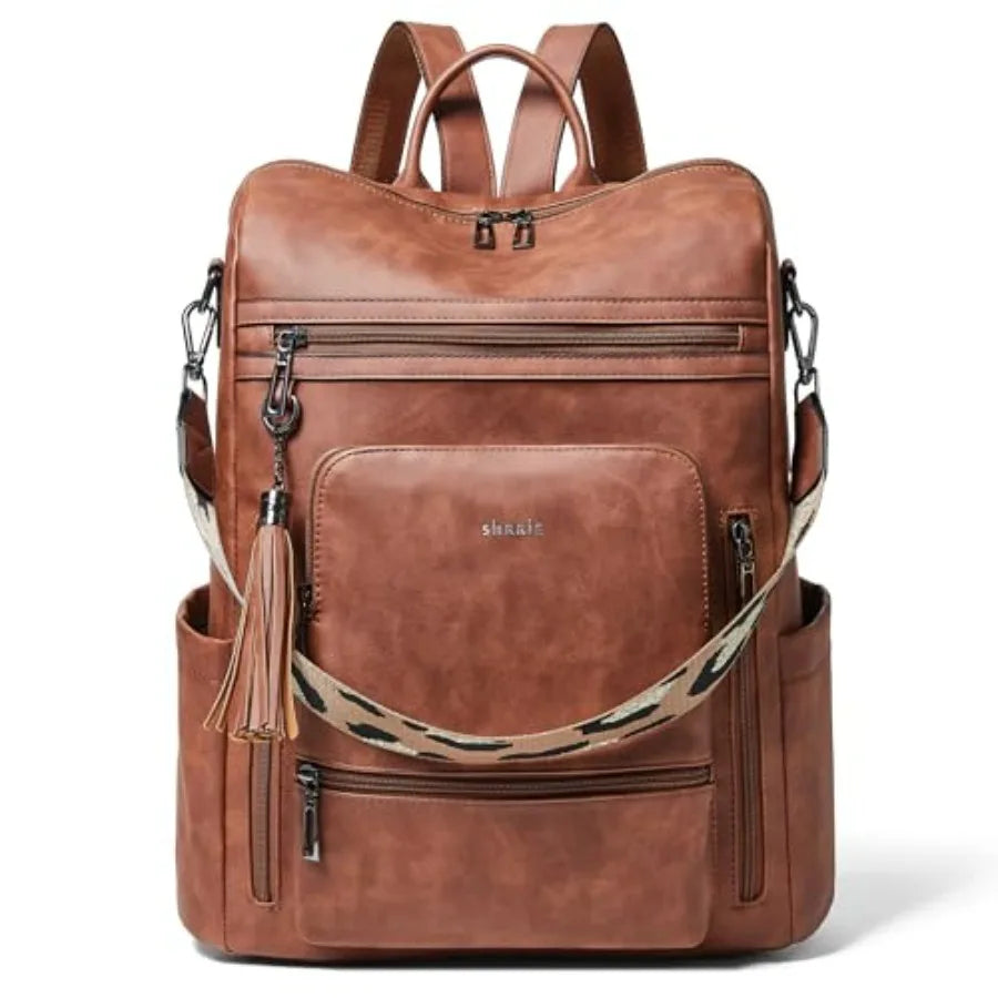 Vegan Leather Laptop Backpack for Women 15.6 inch Work Backpack Fashion Travel Backpack Purse for Travel College Work-15