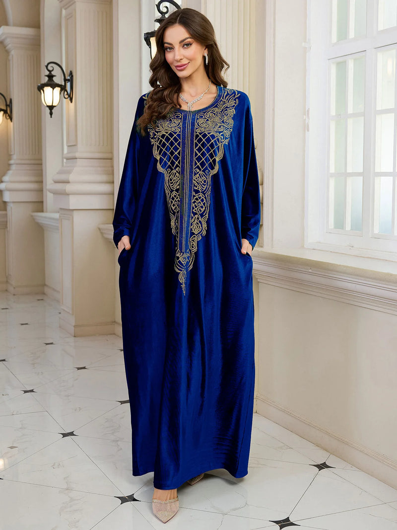 Embroidered Abaya Kaftans for Women Modern Elegant Dubai Moroccan Dubai Kaftan Dresses Abaya for Women Muslim Dress-34