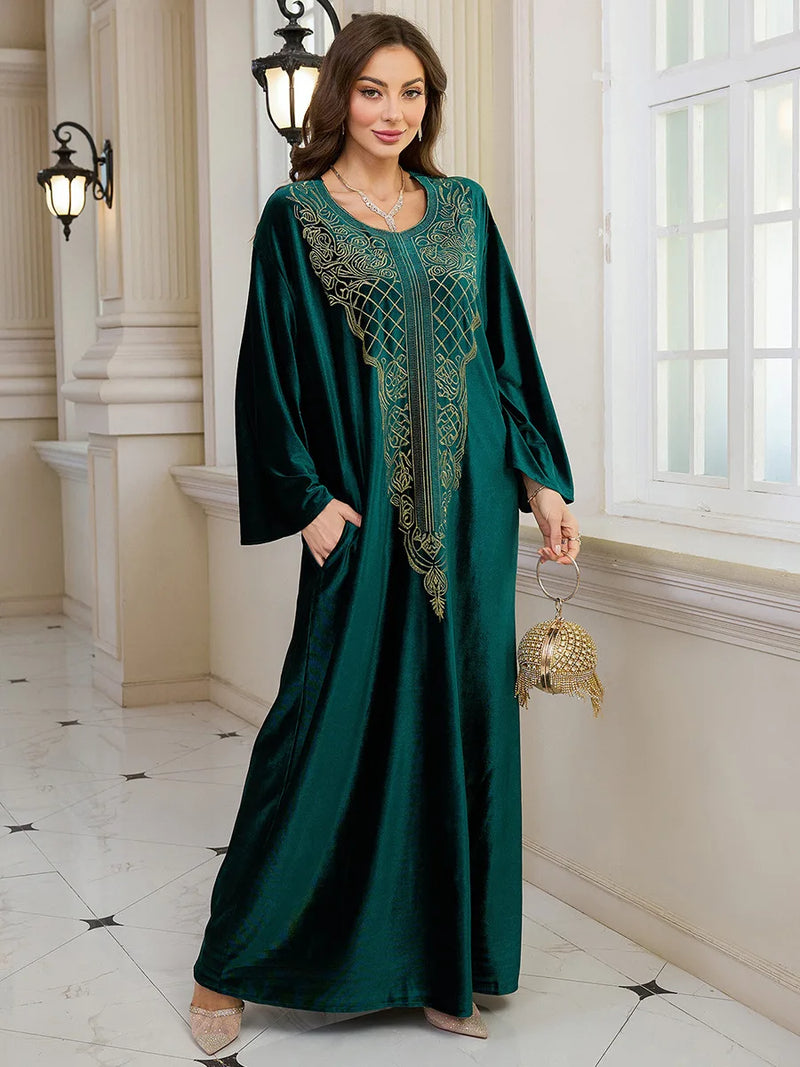 Embroidered Abaya Kaftans for Women Modern Elegant Dubai Moroccan Dubai Kaftan Dresses Abaya for Women Muslim Dress-13