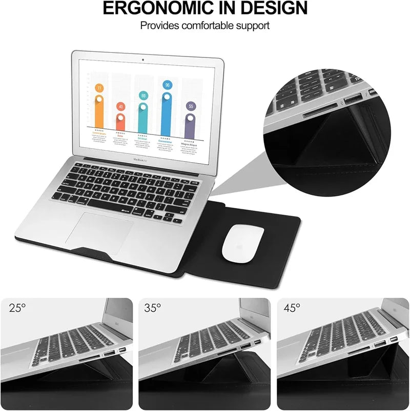 Portable Leather Laptop Sleeve Case Bag for Macbook Air 12 13 14 15 16 Inch M5 M4 M3 M2 Chip Mac Adjustable Stand Cover-8