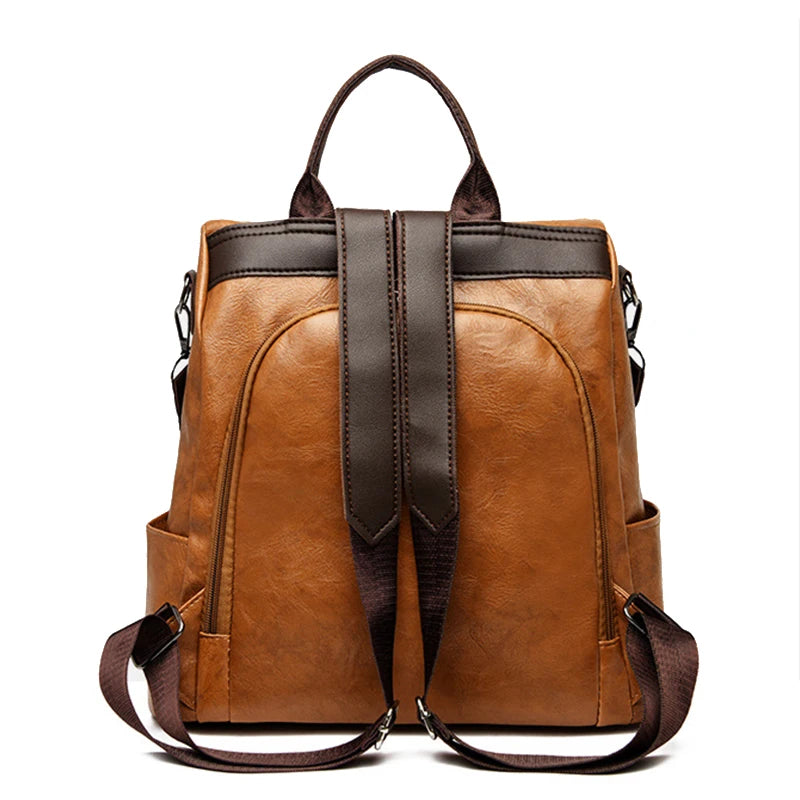 Backpack Large Capacity Anti-theft PU Leather Adjustable Straps Travel Work Women Elegant Luxury Fashion-2