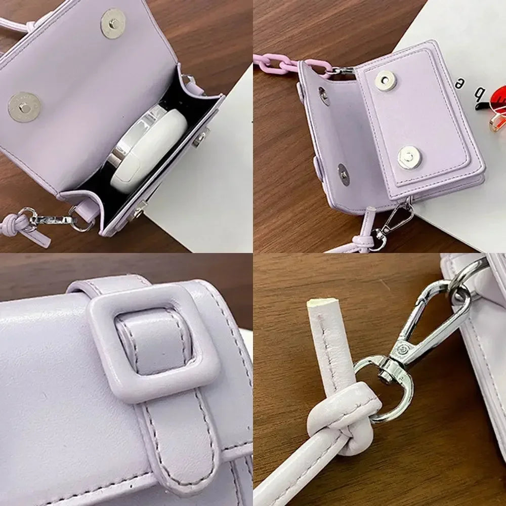Women Girls Mini PU Leather Handbag, 2022 Summer Yellow Designer Chain Messenger Crossbody Bag-15