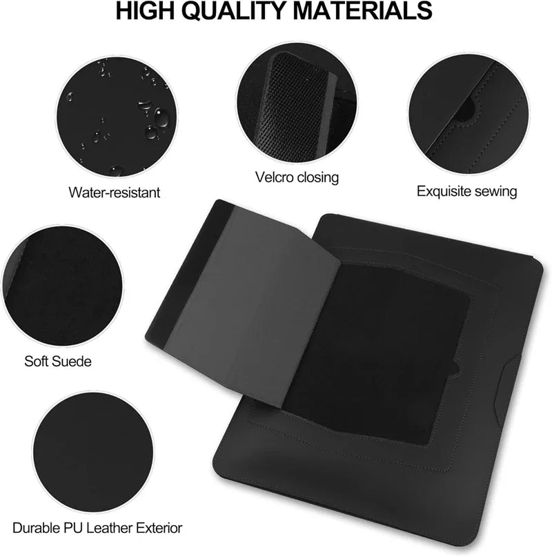 Portable Leather Laptop Sleeve Case Bag for Macbook Air 12 13 14 15 16 Inch M5 M4 M3 M2 Chip Mac Adjustable Stand Cover-9