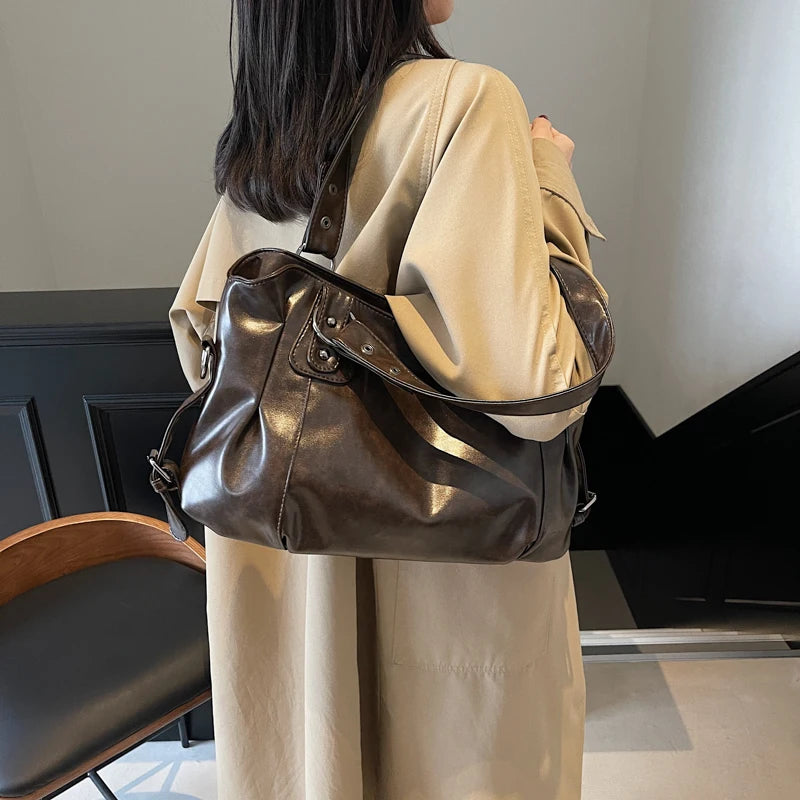 Womens PU Leather Shoulder Bag Large Capacity Messenger Bag Casual Top Handlebag Hobo Bags for Work-12