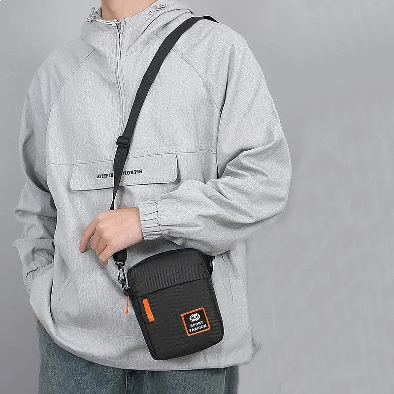 Men's Crossbody Bag Single Shoulder Multi-Layer Zipper Trendy Color Contrast Casual Messenger Sling Bag-12