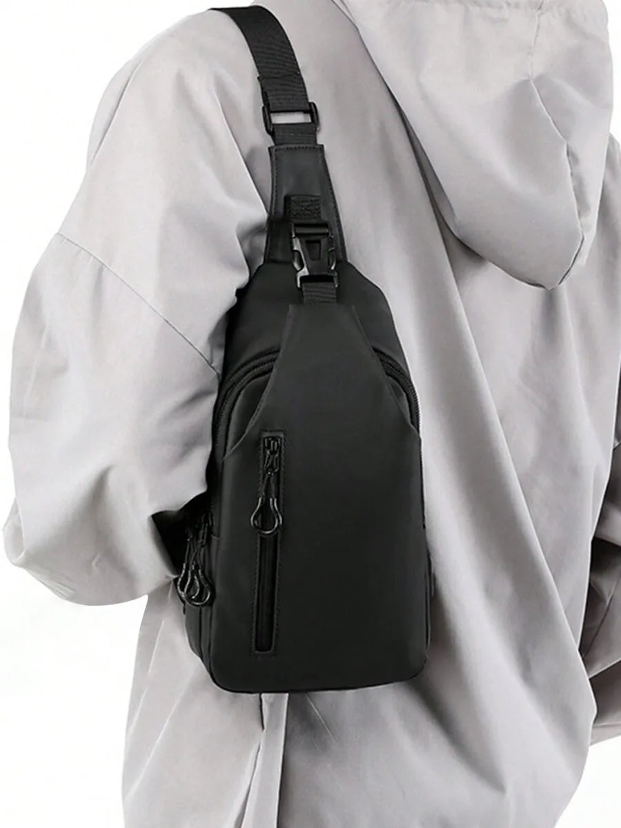 Casual Crossbody Sling Bag For Men And Women, Small Daypack With Zipper Pocket, Adjustable Strap, Fashion Chest Bag With Headphone Cord Slot For Sports, Cycling, Hiking, Running And Business Travel-20