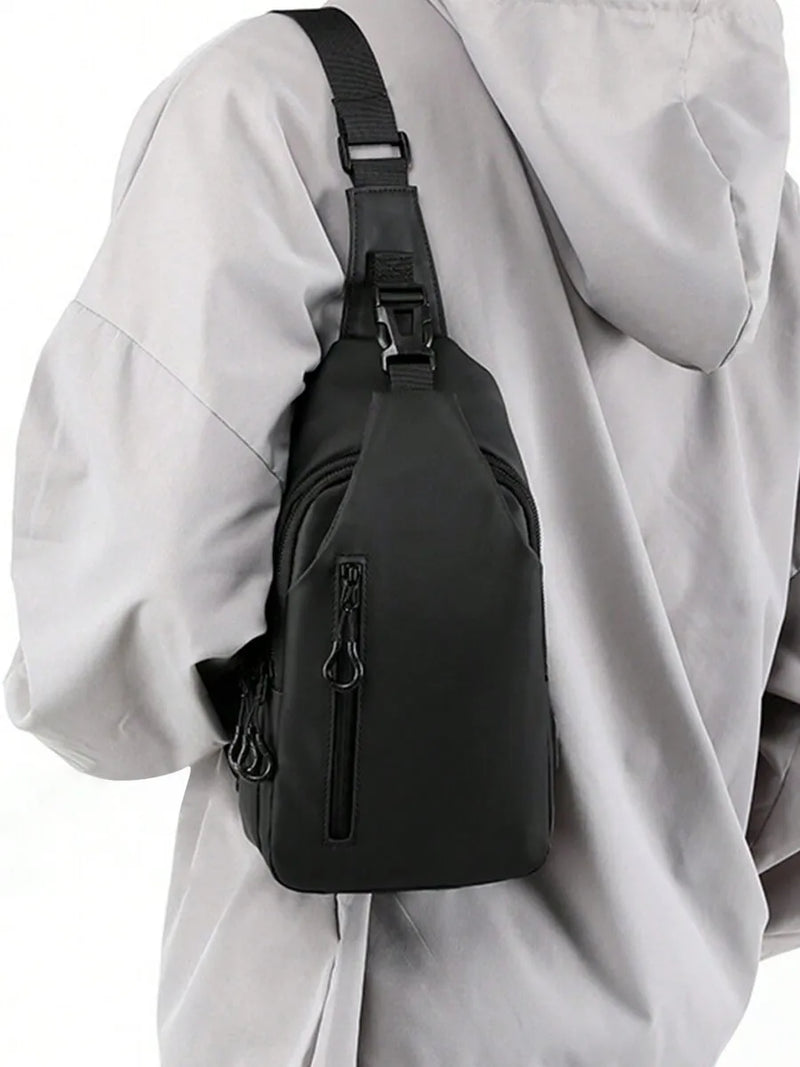 Casual Crossbody Sling Bag For Men And Women, Small Daypack With Zipper Pocket, Adjustable Strap, Fashion Chest Bag With Headphone Cord Slot For Sports, Cycling, Hiking, Running And Business Travel-20