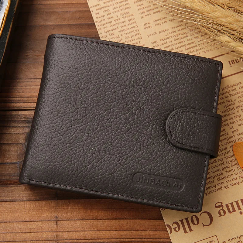 100% Genuine Leather Men Wallets Premium Product Real Cowhide Wallets for Man Short Black Walet Portefeuille Homme-21