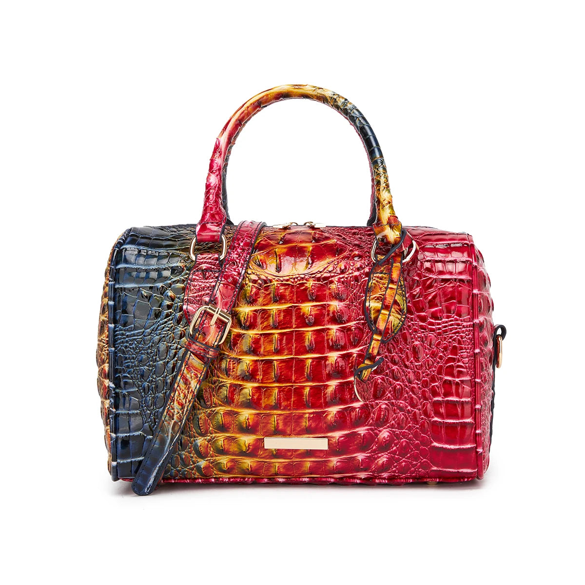 Gradient Embossed Duffle Bag Top-Handle Satchel with Detachable Strap, Casual Boston Style Crossbody Bag for Travel, Daily Commute, Weekend Getaway, Lightweight Multi-Purpose Tote Bag for Women Outdoor Activities