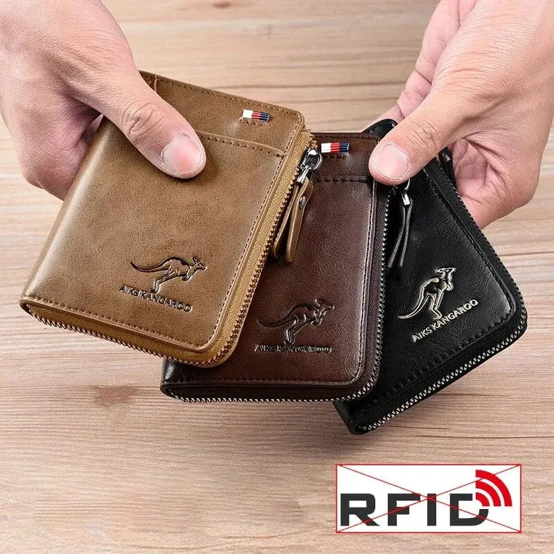 Flash sale Business Card Holder Zipper Purse Luxury Wallets for Men RFID Protection Purses Carteira Masculina Luxury-3