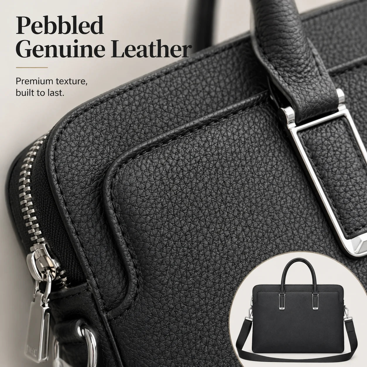 Classic Mens Top Handle Bags Black Genuine Leather Briefcase Business Office Travel Shoulder Bags Luxury Laptop Handbags for Men Work