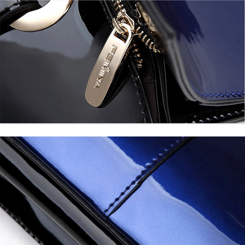 Patent Leather Handbags for Women,Designer, Luxury Tote Bag Large Capacity,Business Vintage Shiny Underarm Purses Shoulder Bags-3