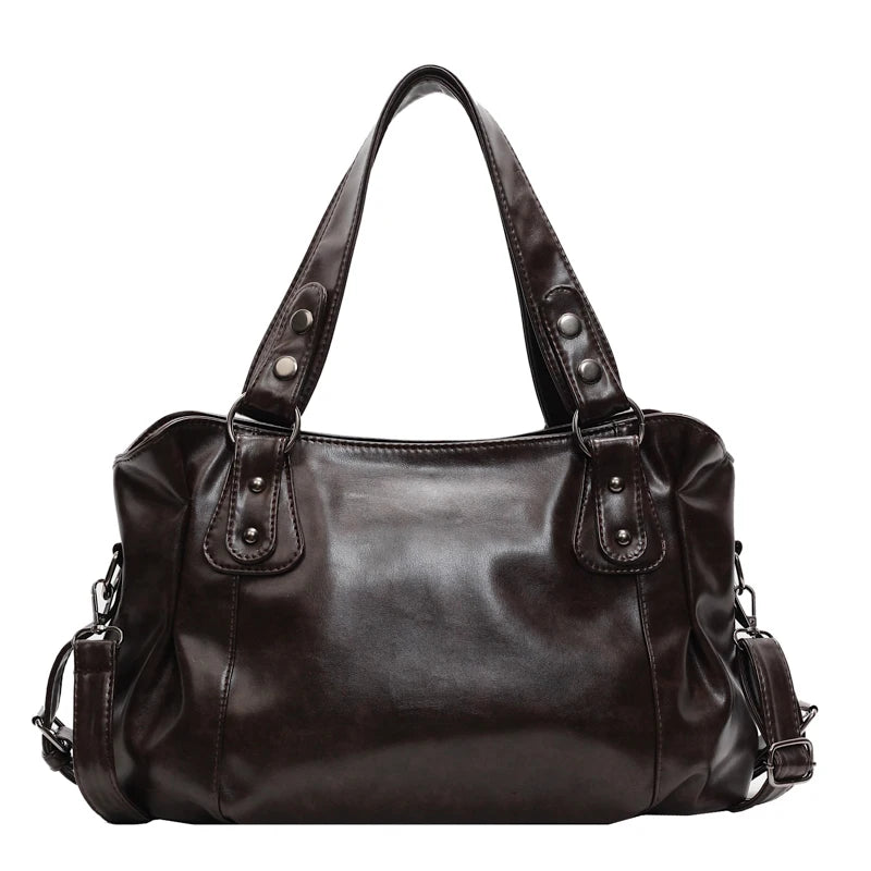 Womens PU Leather Shoulder Bag Large Capacity Messenger Bag Casual Top Handlebag Hobo Bags for Work-3