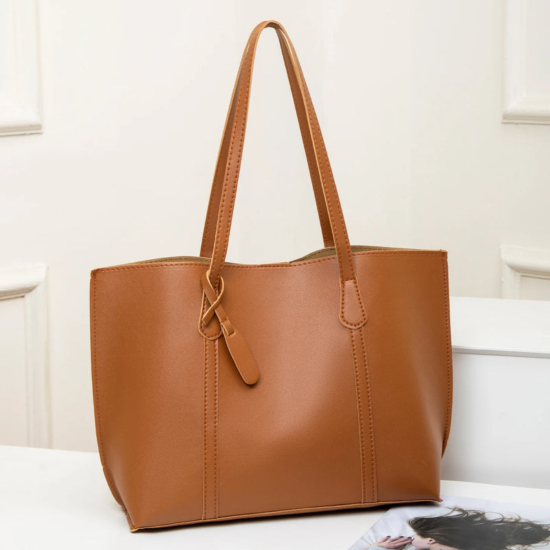 Tote Bag Solid Plain Lightweight Large Capacity PU Leather Shoulder Handbag Portable Travel Daily Women-32