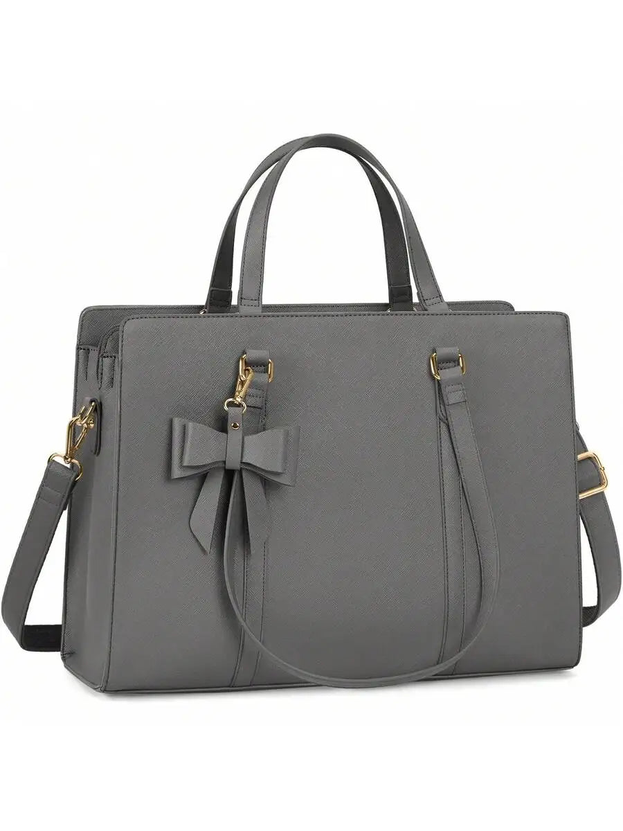 Purple Laptop Tote Bag For Women 15.6 Inch Waterproof Faux Leather Briefcase Large Capacity Shoulder Handbag Business Casual-5