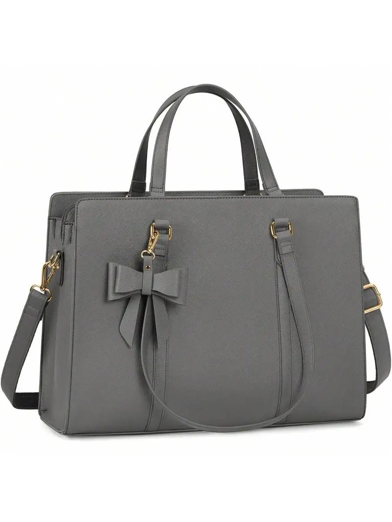 Purple Laptop Tote Bag For Women 15.6 Inch Waterproof Faux Leather Briefcase Large Capacity Shoulder Handbag Business Casual-5