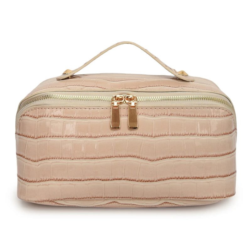 PU Leather Makeup Bag Simple Cosmetic Bag Multi-Compartment Travel Toiletry Bag Makeup Organizer Bag Women Cosmetics Handbag-17