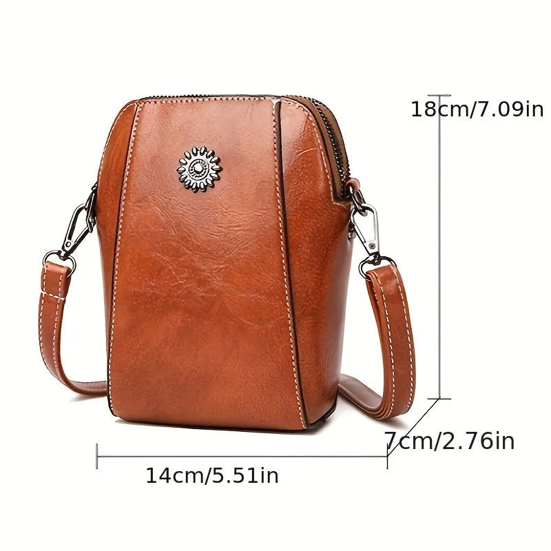 Vertical Phone Crossbody Bag Soft Leather Adjustable Shoulder Strap Mini Capacity Single Pocket Simple Fashion Daily Mobile Storage Purse For Women-4