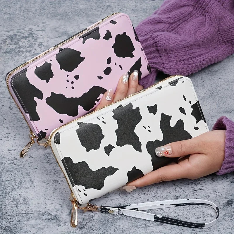 2024 New cow pattern long zipper wallet, large capacity change purse, multi-function credit card holder-5