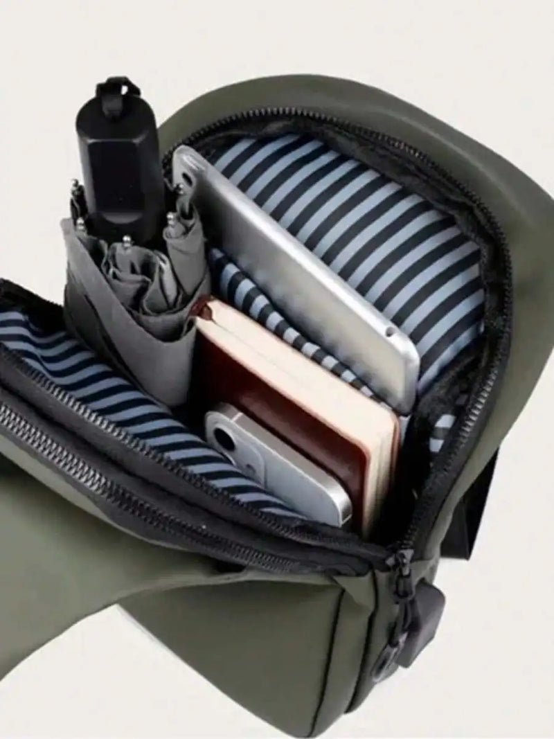 Casual Crossbody Sling Bag For Men And Women, Small Daypack With Zipper Pocket, Adjustable Strap, Fashion Chest Bag With Headphone Cord Slot For Sports, Cycling, Hiking, Running And Business Travel-25