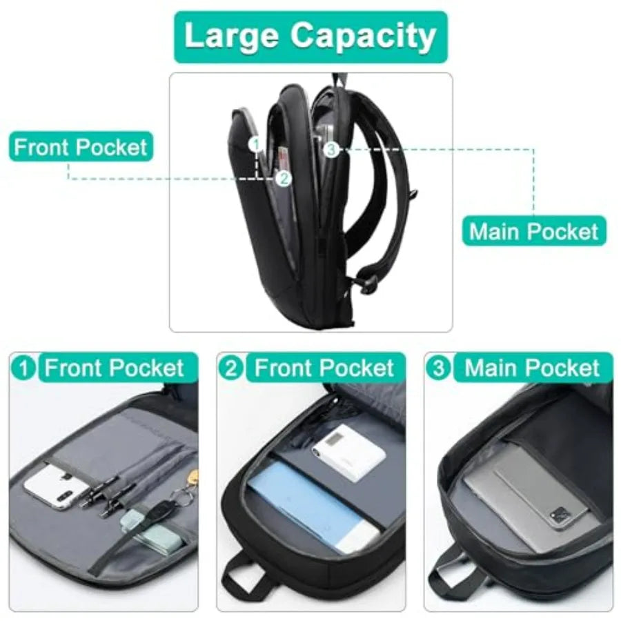 Business Backpack for Men, Slim and Expandable Waterproof Travel Laptop Backpack with USB Charger Port, Anti-Theft Lightweight-10