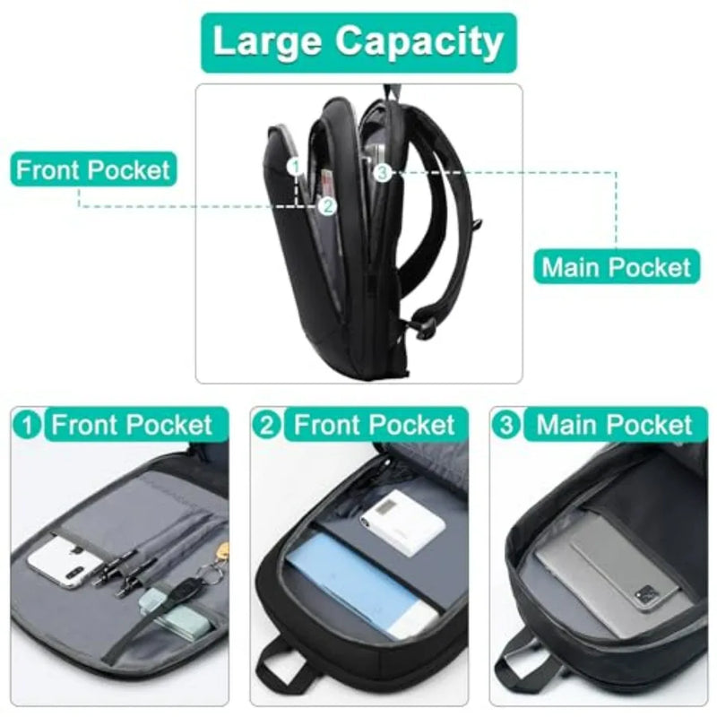 Business Backpack for Men, Slim and Expandable Waterproof Travel Laptop Backpack with USB Charger Port, Anti-Theft Lightweight-4