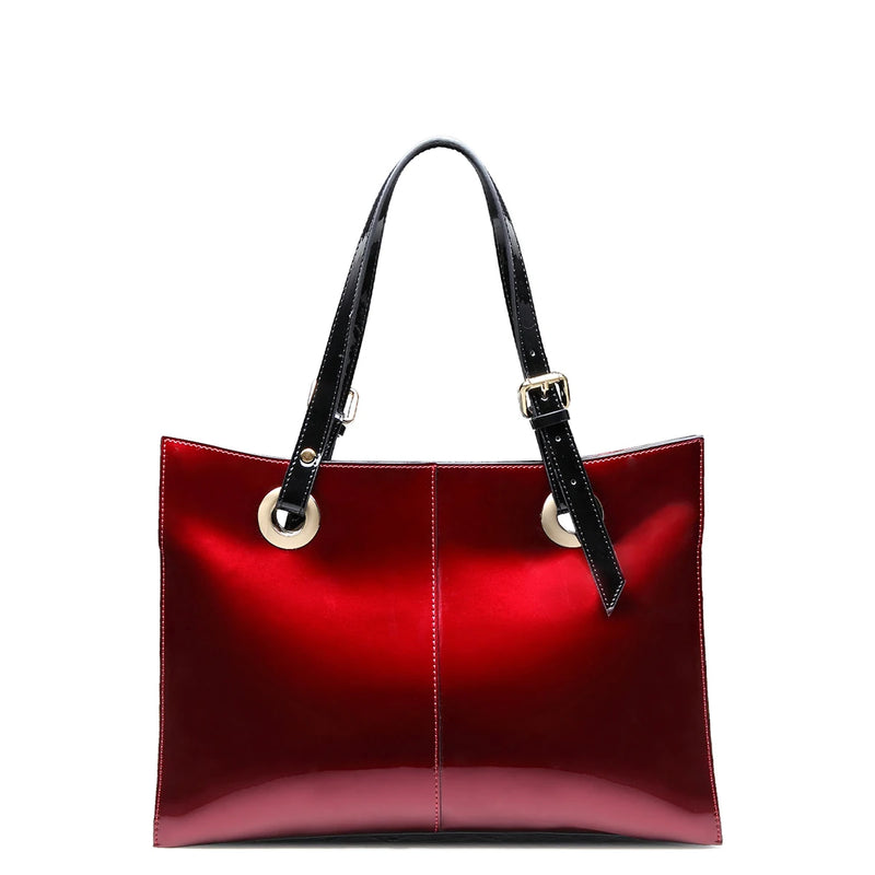 Patent Leather Handbags for Women,Designer, Luxury Tote Bag Large Capacity,Business Vintage Shiny Underarm Purses Shoulder Bags-5