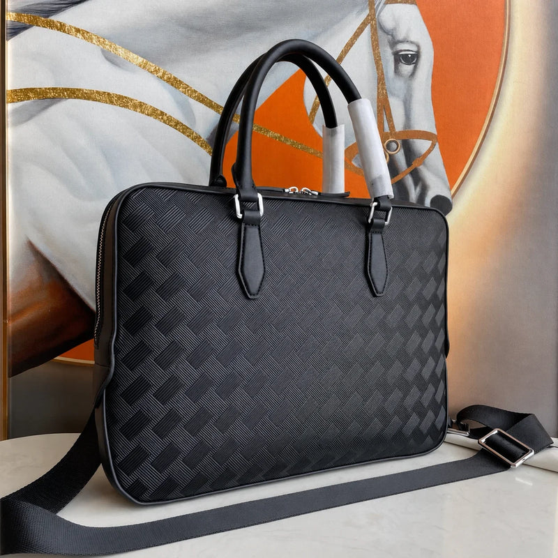 Luxury Leather Mens Top Handle Bags Classic Business Briefcase for Men Daily Office Work Handbags Embossed Leather Travel Messenger Bags-10