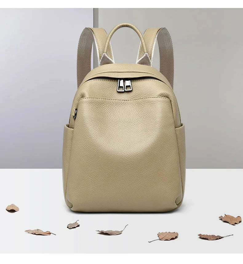Genuine Leather Women's Backpack, New 2026 Style, Lightweight Small Backpack, Commute Bag for Work, Large-Capacity Travel Backpack-11