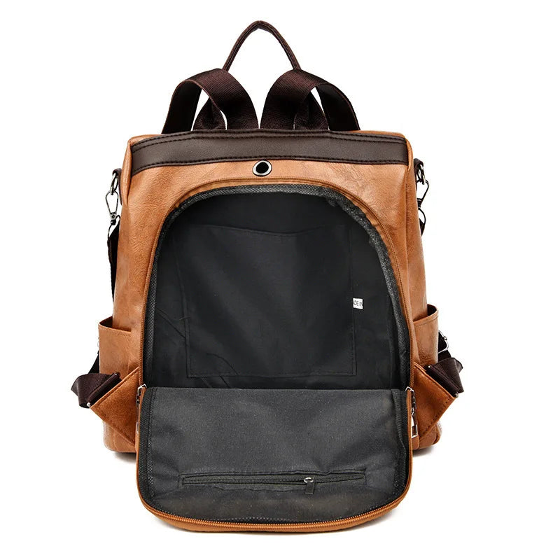 Backpack Large Capacity Anti-theft PU Leather Adjustable Straps Travel Work Women Elegant Luxury Fashion-4