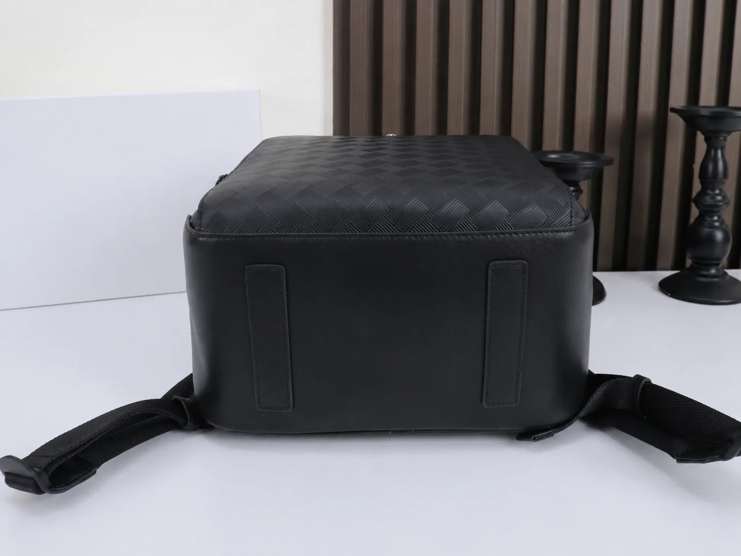 Luxury Designer Men Medium Backpack Genuine Leather 14 Laptop Bag Woven Texture Travel Rucksack Business Daypack Classic Black-12