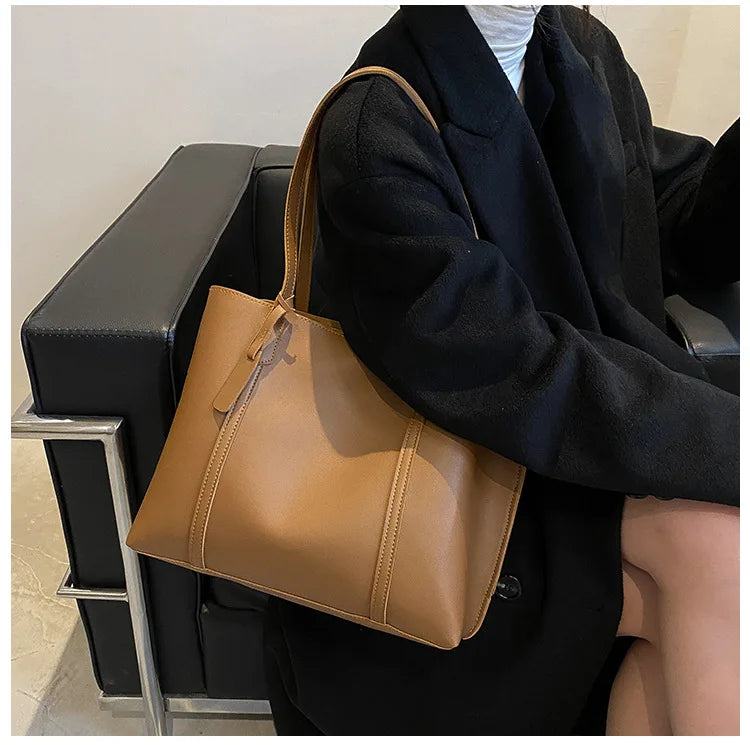 Large Capacity Women's Bag, New Soft Leather Tote Bag, Casual and Versatile Single Shoulder Bags for Woman Korean Style Handbags-24