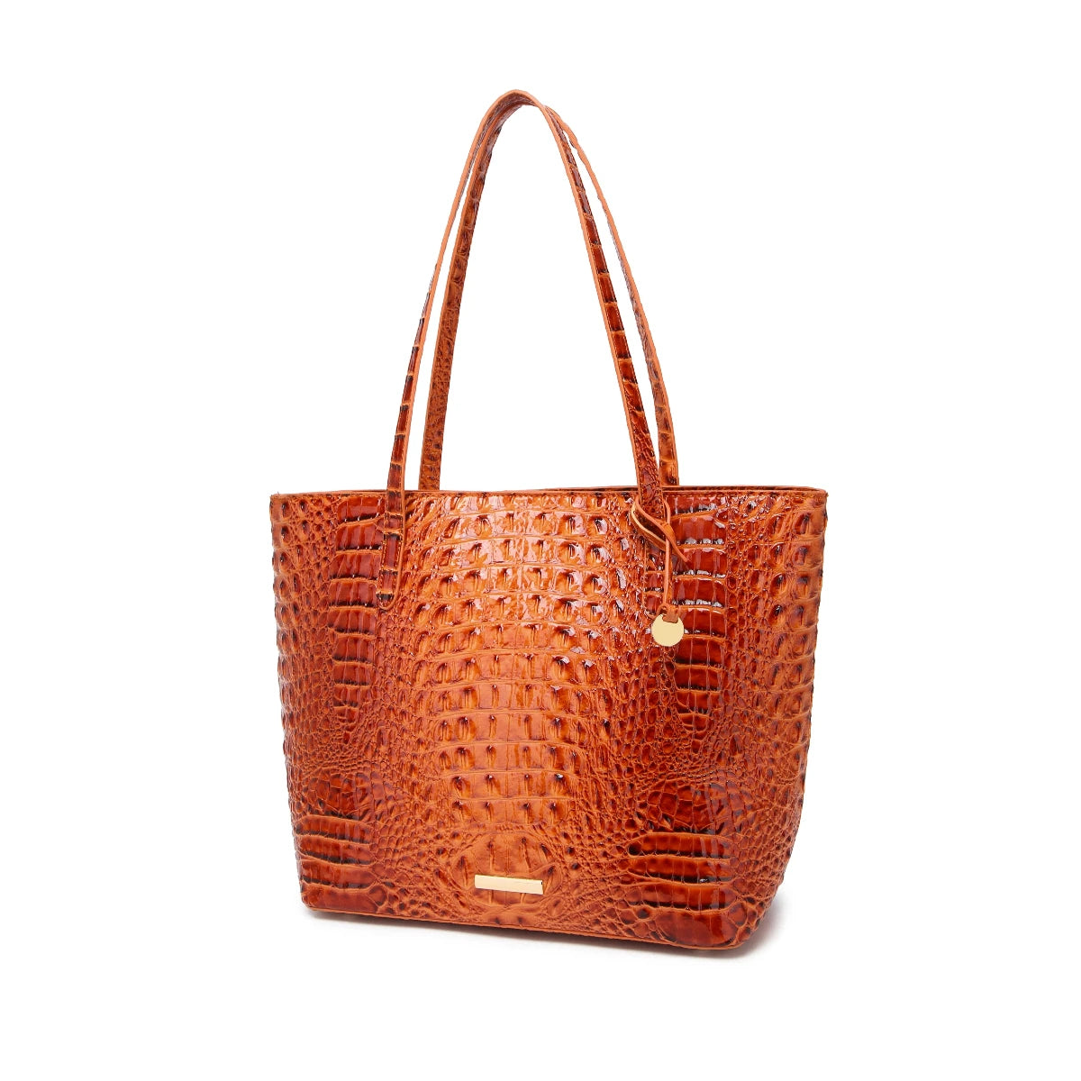 Glossy Croc Embossed Tote Bag with Detachable Wristlet Set, Large Capacity Shoulder Tote for Work Travel Beach Outdoor Activitie-4