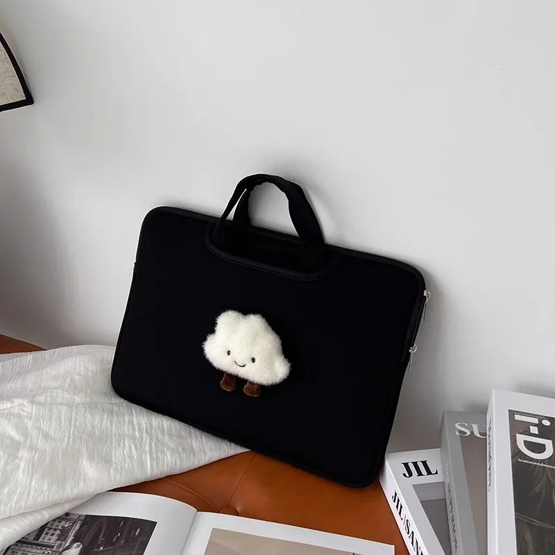 Ins Style Black Laptop Briefcase 11-16 Inch Notebook Handbag Women Daily Portable Macbook Samsung Huawei Carry Bag-4