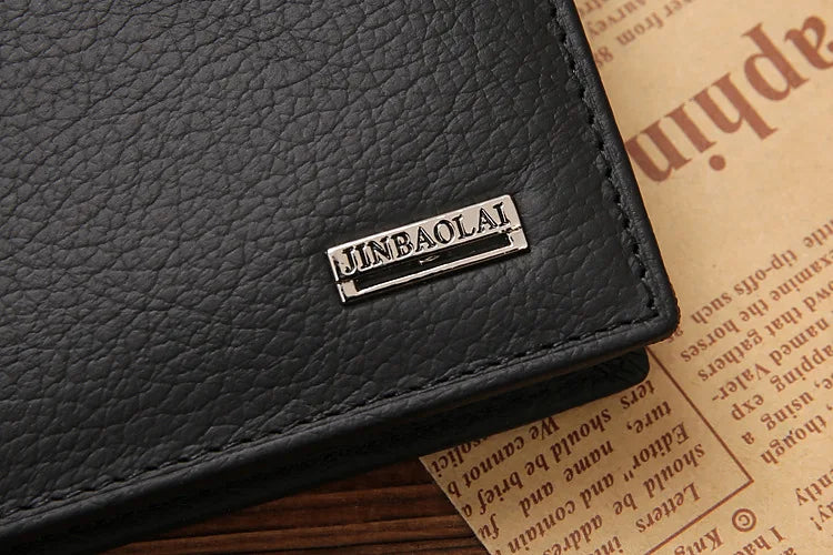 100% Genuine Leather Men Wallets Premium Product Real Cowhide Wallets for Man Short Black Walet Portefeuille Homme-36