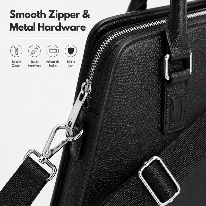 Classic Mens Top Handle Bags Luxury Business Black Briefcase for Men Daily Office Work Handbags Genuine Leather Travel Messenger Bags-9