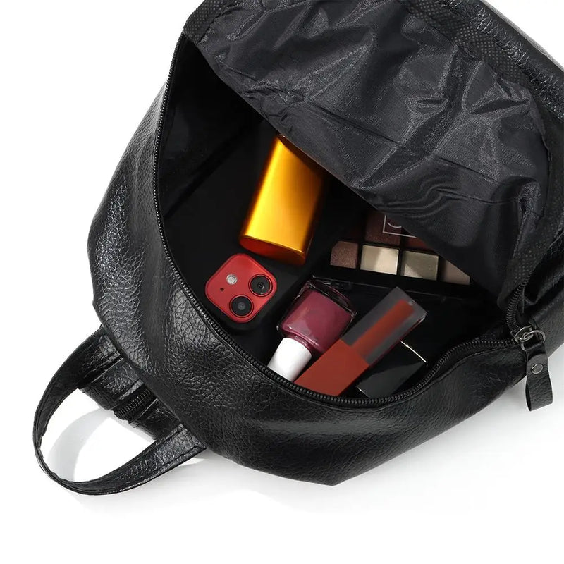Waterproof Leather Ladies Backpack Large Capacity Anti Theft PU Leather Double Shoulder Daily Work Mature Women Fashion Bag-5