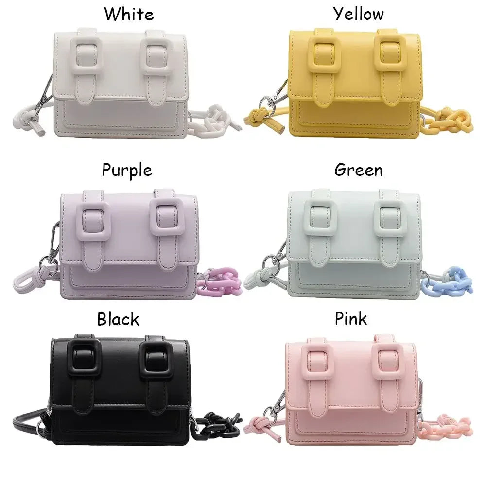 Women Girls Mini PU Leather Handbag, 2022 Summer Yellow Designer Chain Messenger Crossbody Bag-5