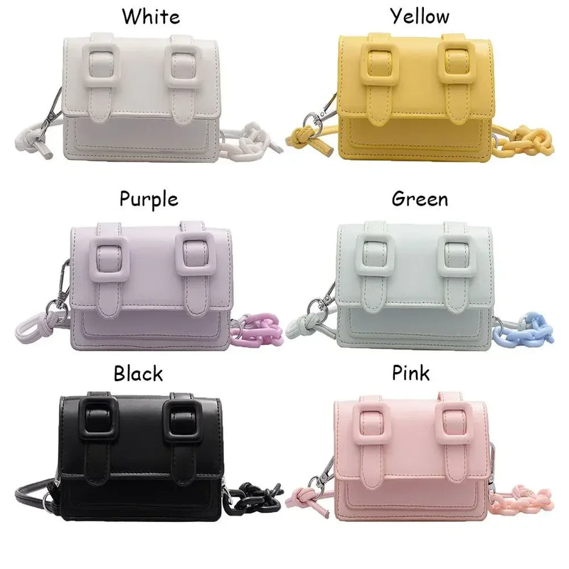 Women Girls Mini PU Leather Handbag, 2022 Summer Yellow Designer Chain Messenger Crossbody Bag-5