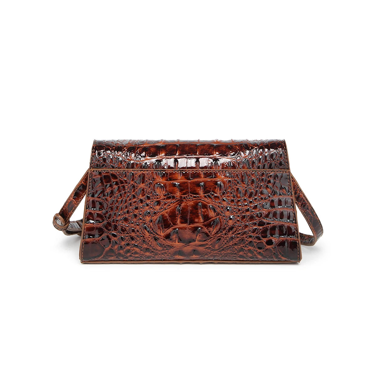 Women Rectangular Shoulder Crossbody Bag with Strap, Croc Embossed Structured Flap Handbag, Lightweight Pouch for Outdoor Camping Commute, Magnetic Snap Closure Multi Compartment Sling Purse for Phone Cosmetics Essentials